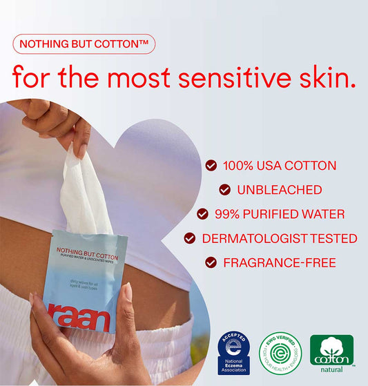 100% Cotton Face and Body Cleansing Wipe for Sensitive Skin (10 Individually Wrapped)