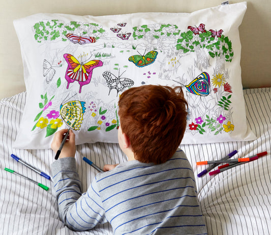 color your own butterfly pillowcase