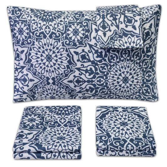 Classic 4-Piece Bed Sheet Set (Oasis Blue Mandala)