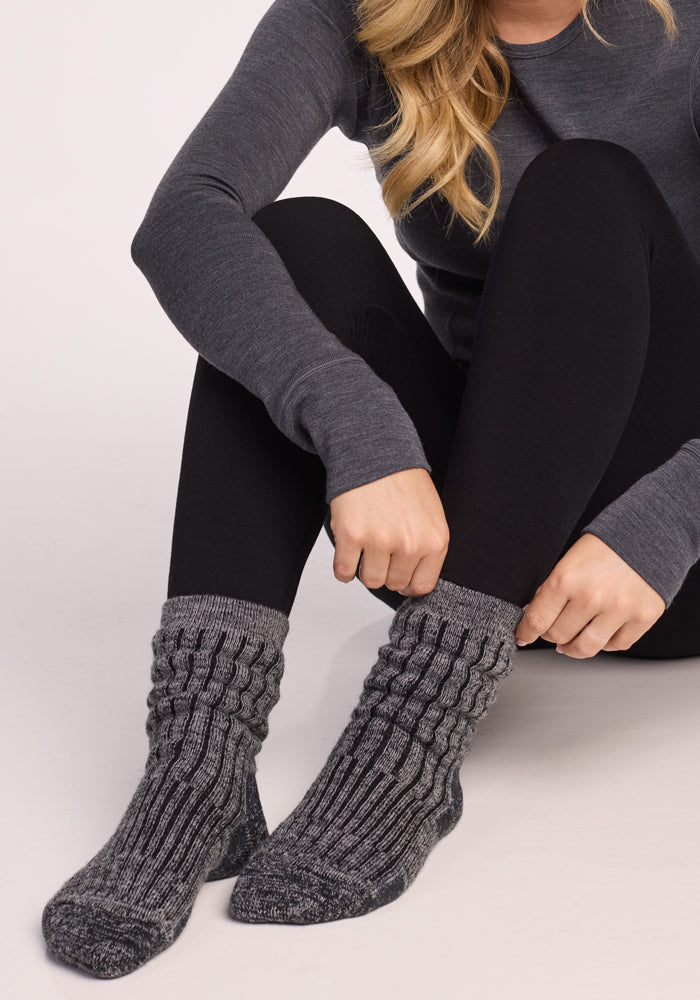 Womens Joey Crew Socks - Stone Grey