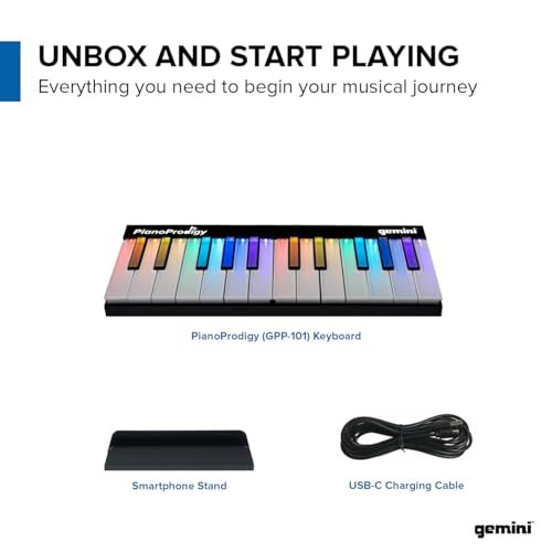 PianoProdigy: 24-Key Smart Wireless MIDI Keyboard - Portable Learning Piano with Light-Up Keys