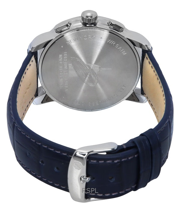 Zeppelin New York Chronograph Leather Strap Blue Dial Quartz 88783 Mens Watch