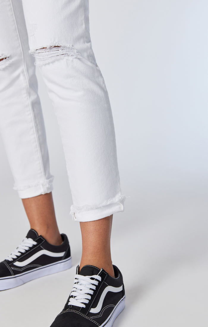 EDERA OVERALLS IN WHITE RIPPED&FRINGE