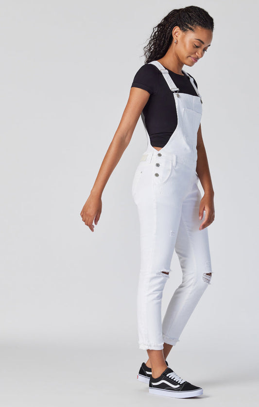 EDERA OVERALLS IN WHITE RIPPED&FRINGE