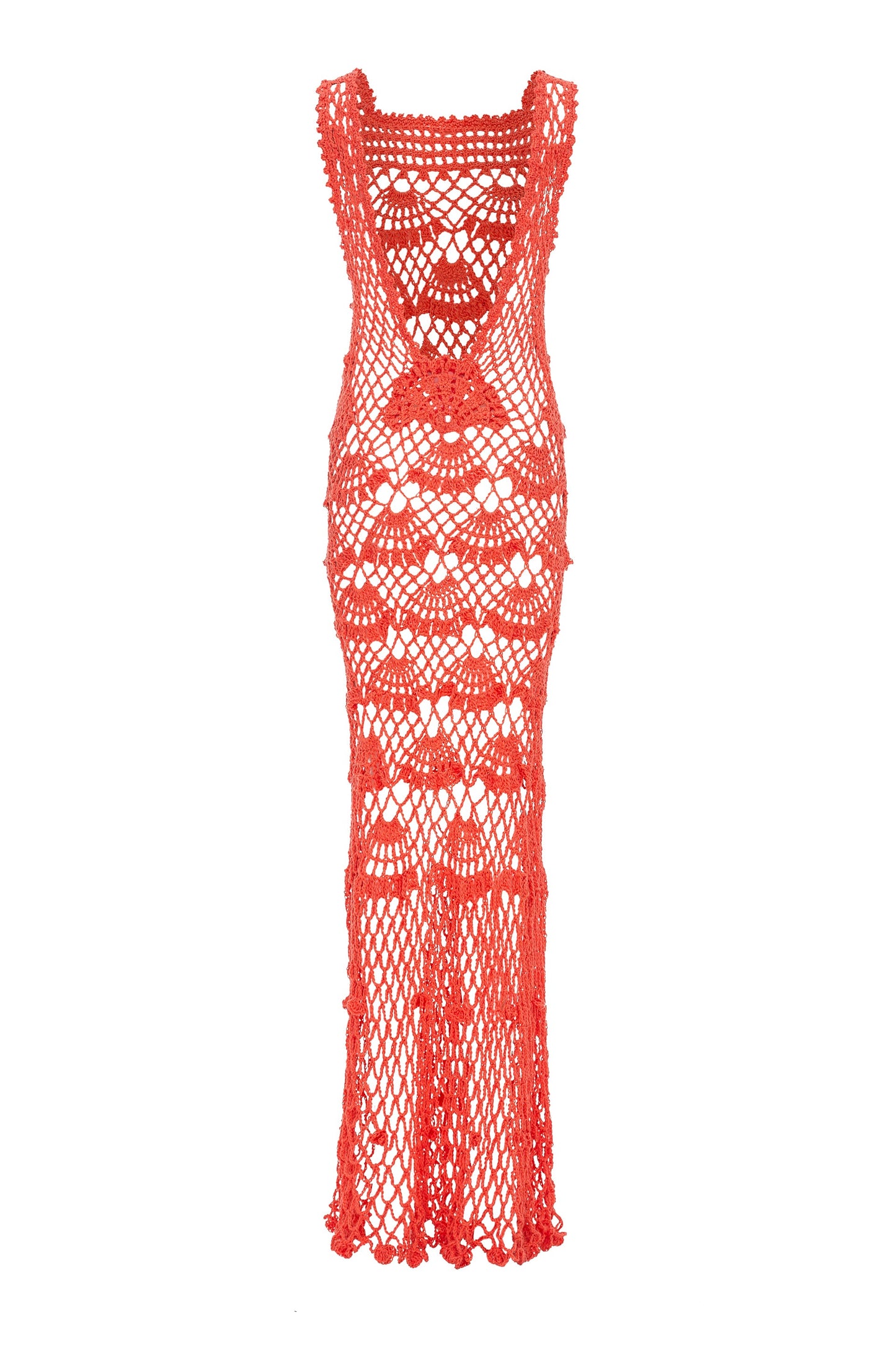 Coral Shell Handmade Maxi Crochet Dress