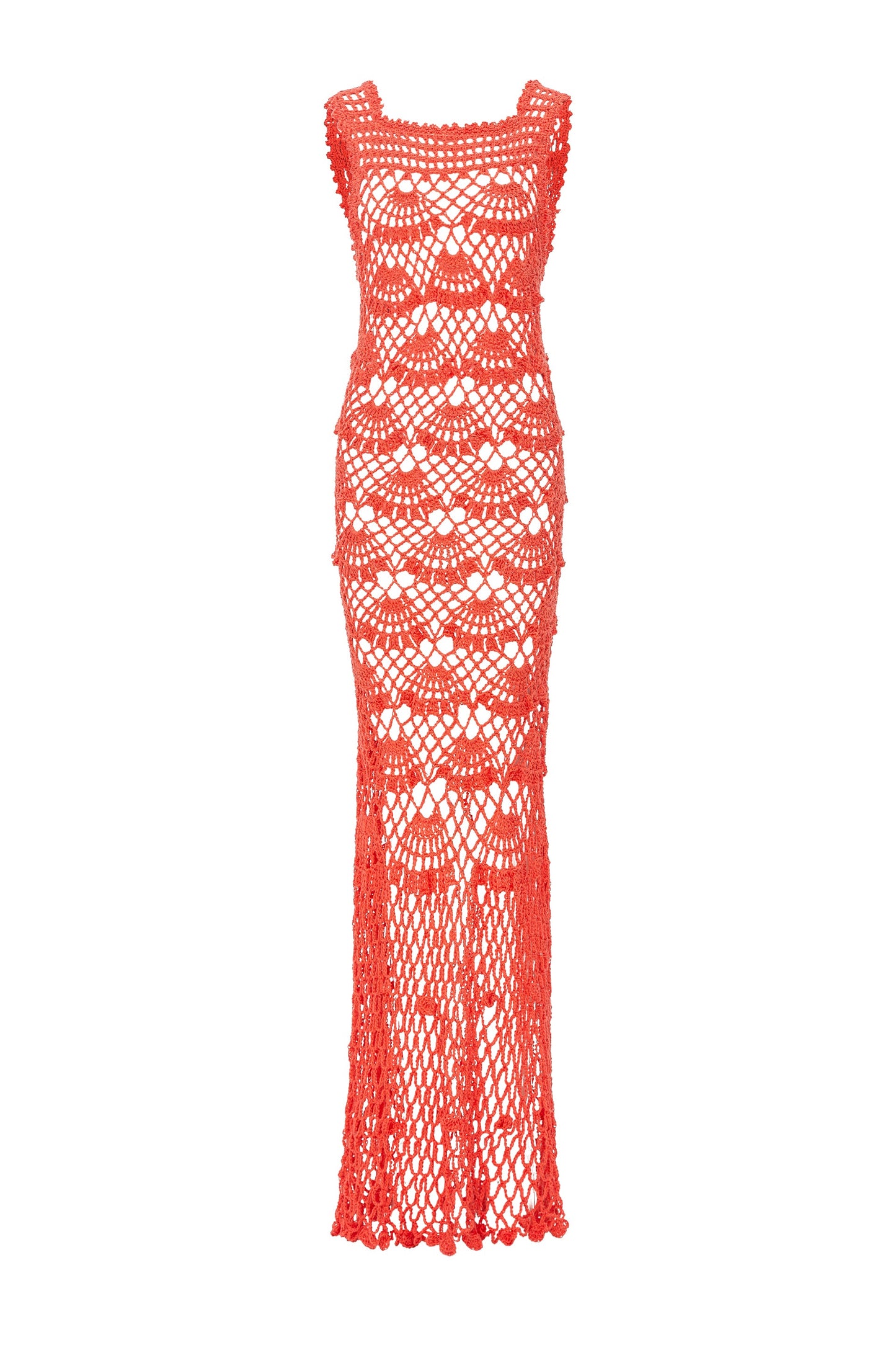 Coral Shell Handmade Maxi Crochet Dress