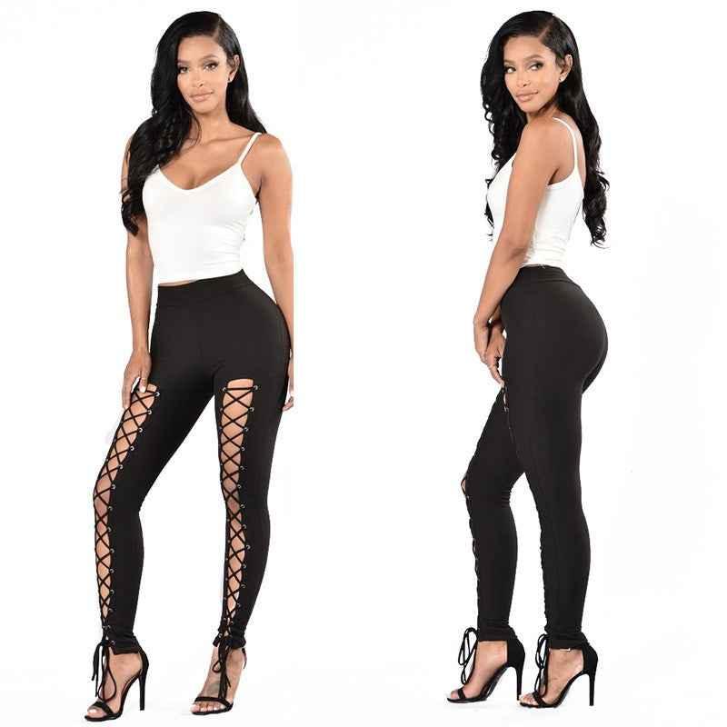 High-Waist Cropped Leggings - Cross-Strap Stretch Leggings for Women