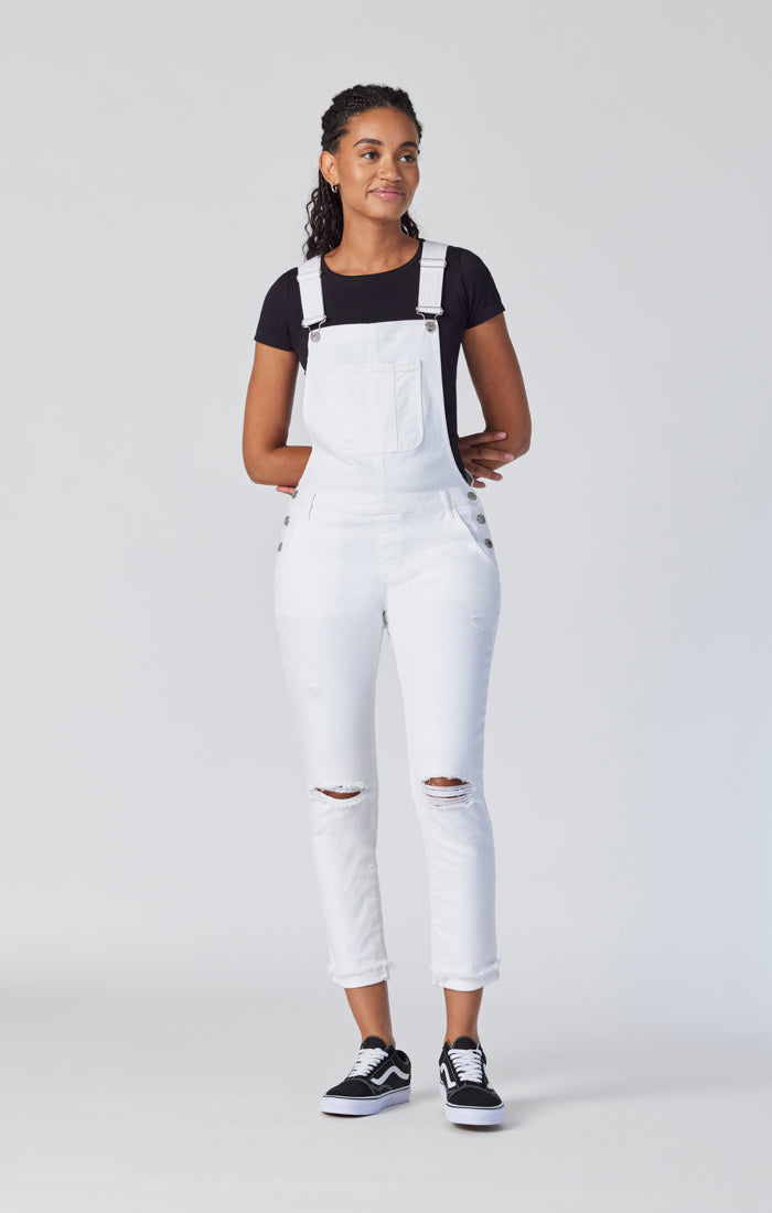 EDERA OVERALLS IN WHITE RIPPED&FRINGE