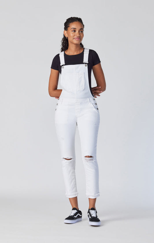EDERA OVERALLS IN WHITE RIPPED&FRINGE