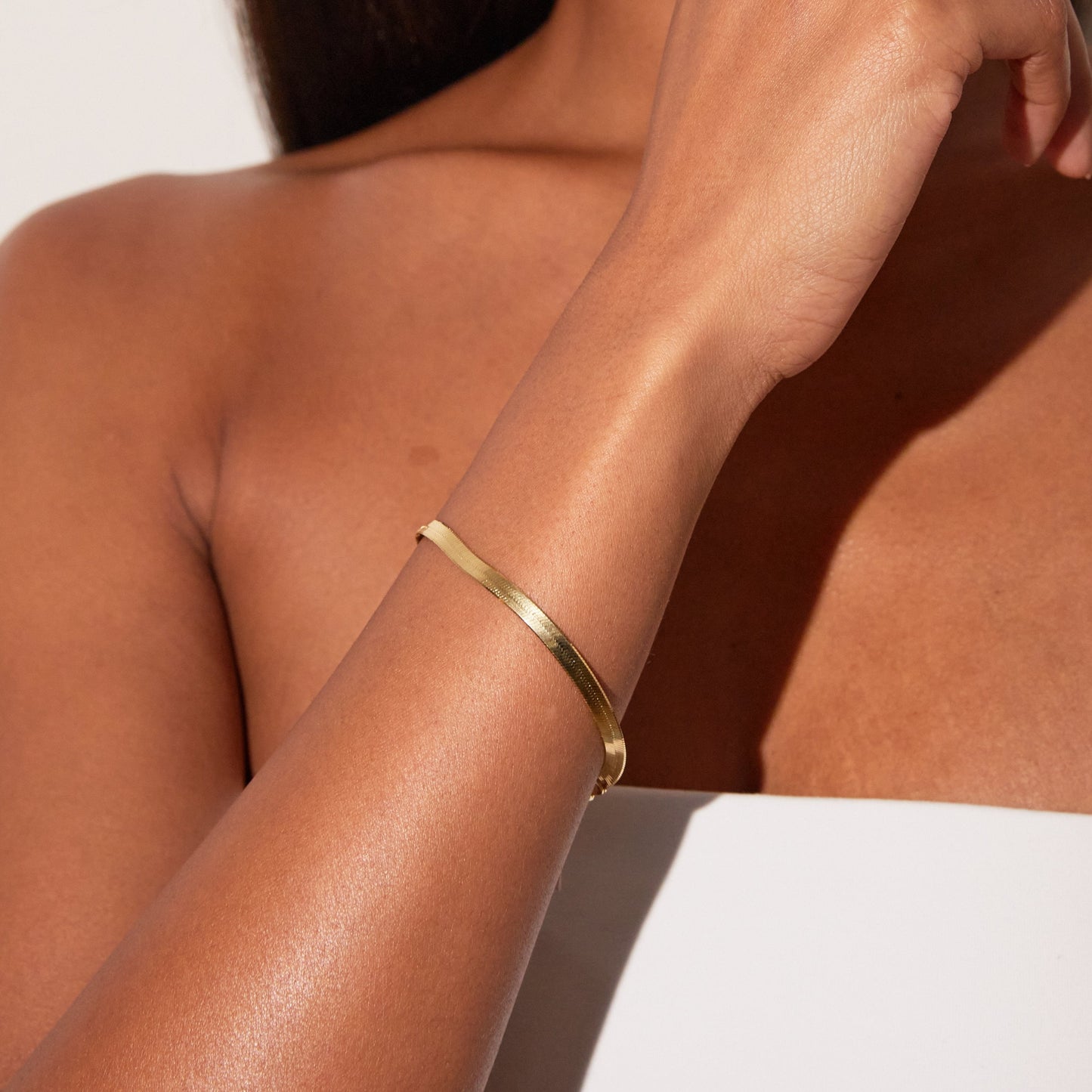 Gold Herringbone Chain Bracelet