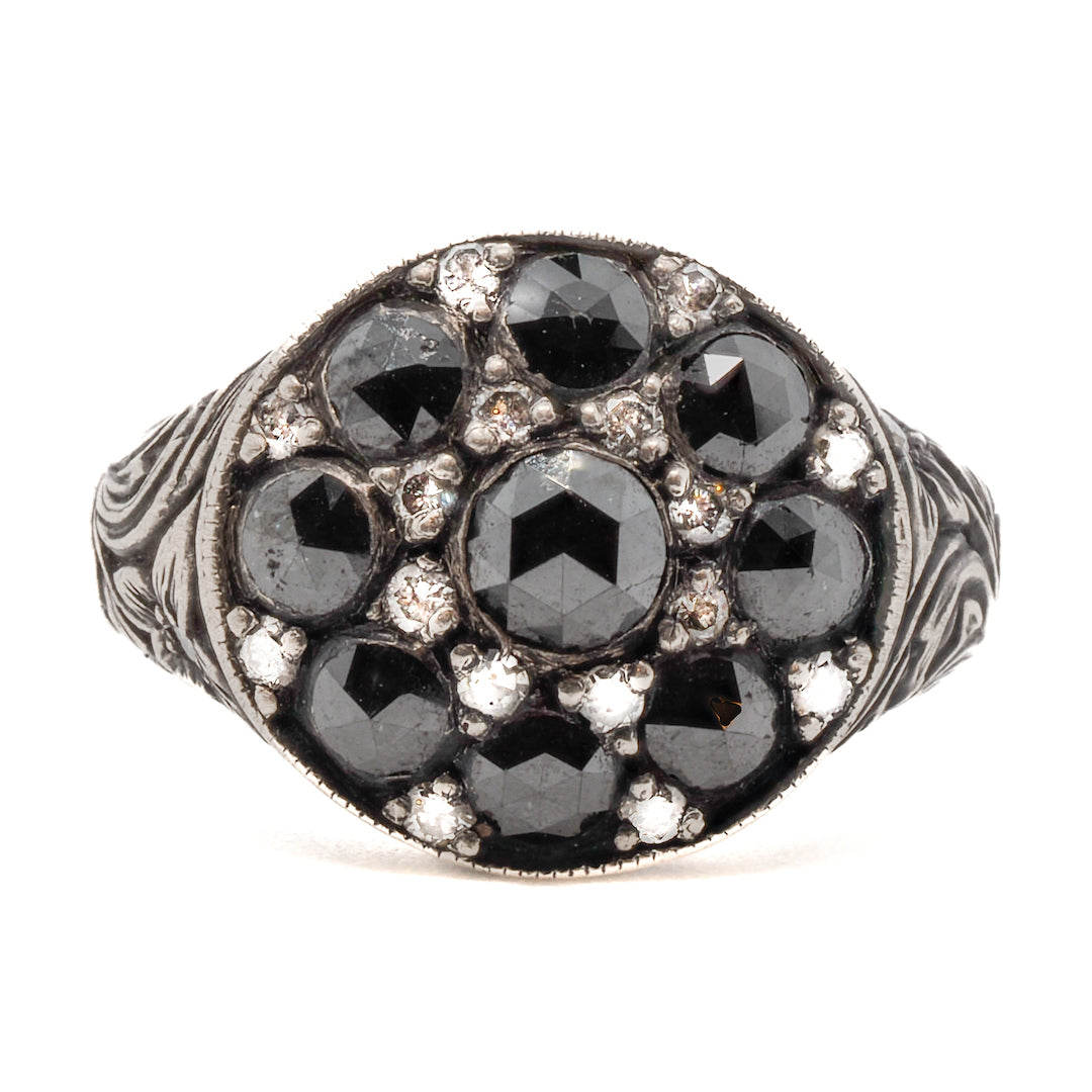 BLACK ROSE SIGNET RING