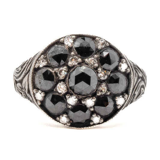 BLACK ROSE SIGNET RING