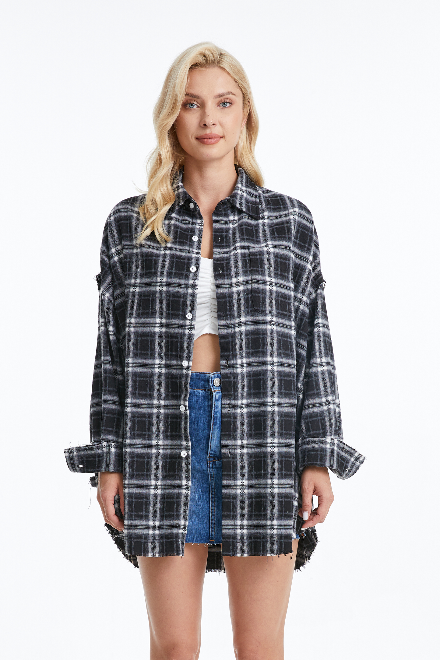 Women's Ragged Long Sleeve Loose Shirt