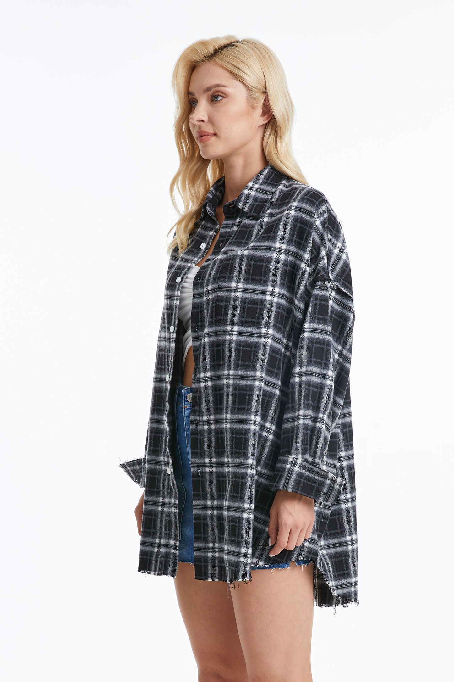 Women's Ragged Long Sleeve Loose Shirt