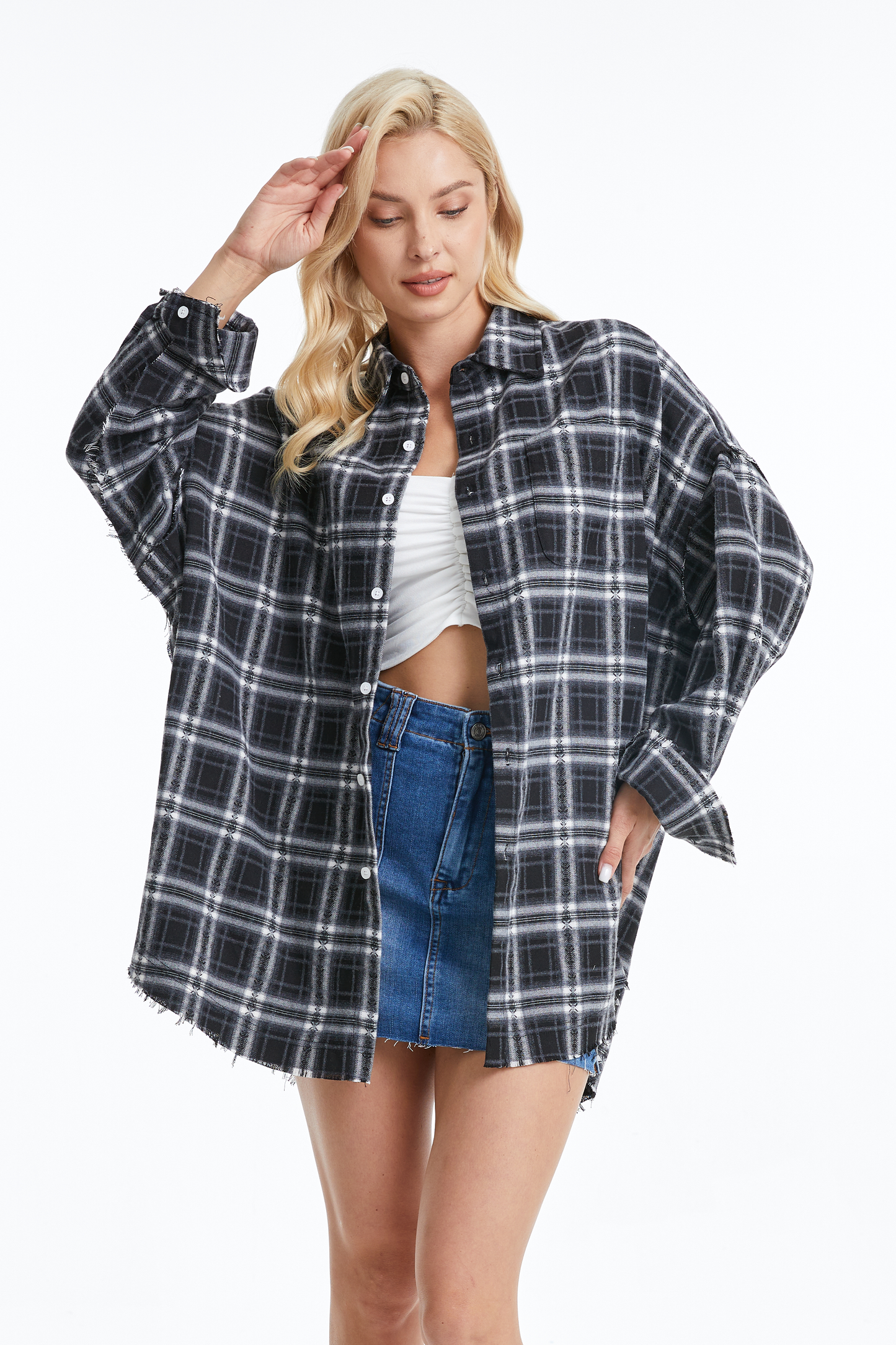 Women's Ragged Long Sleeve Loose Shirt