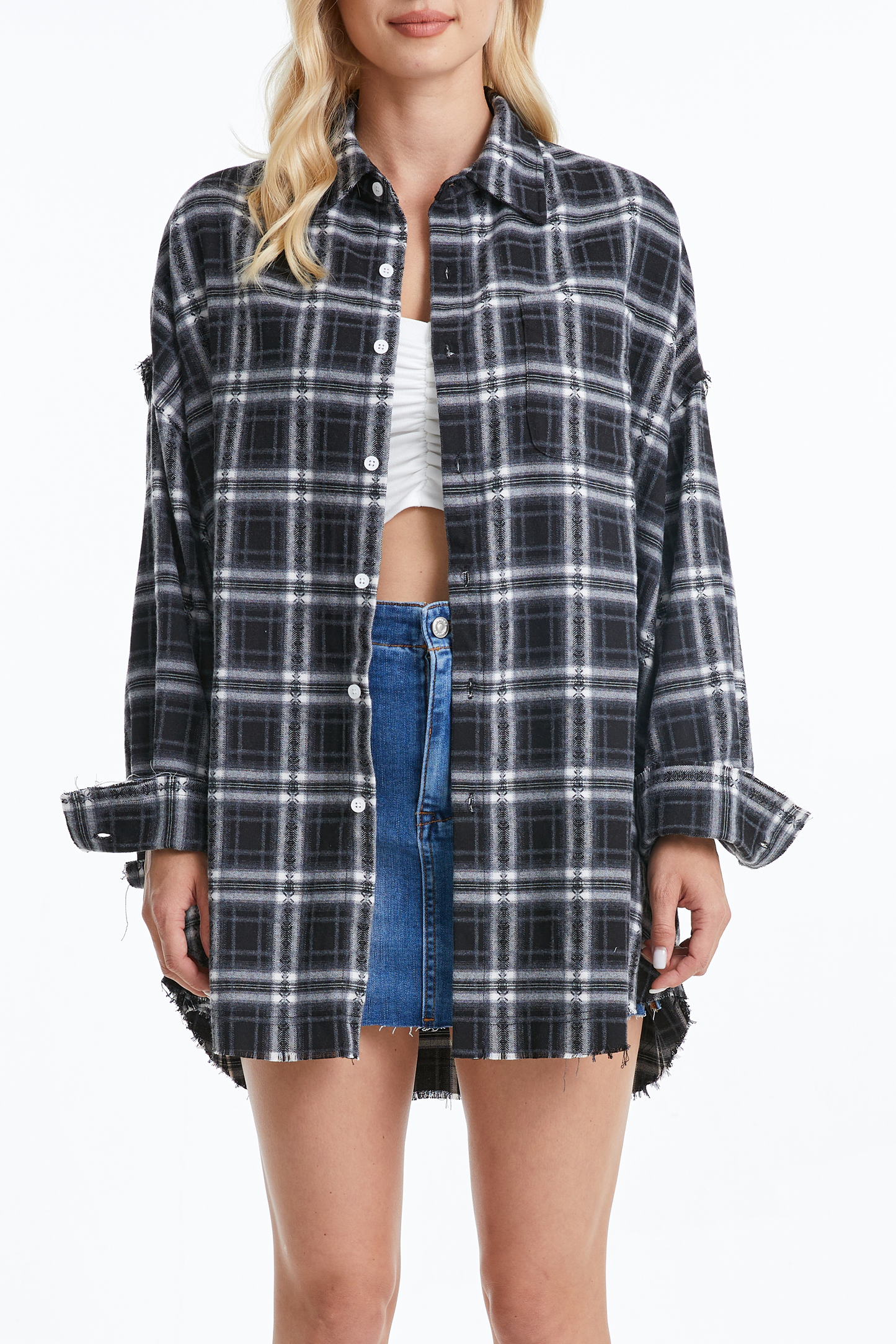 Women's Ragged Long Sleeve Loose Shirt