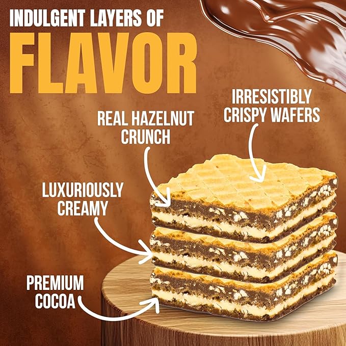 Crispy Wafers - Five Layer Crispy Wafer Squares filled with Creamy Hazelnut