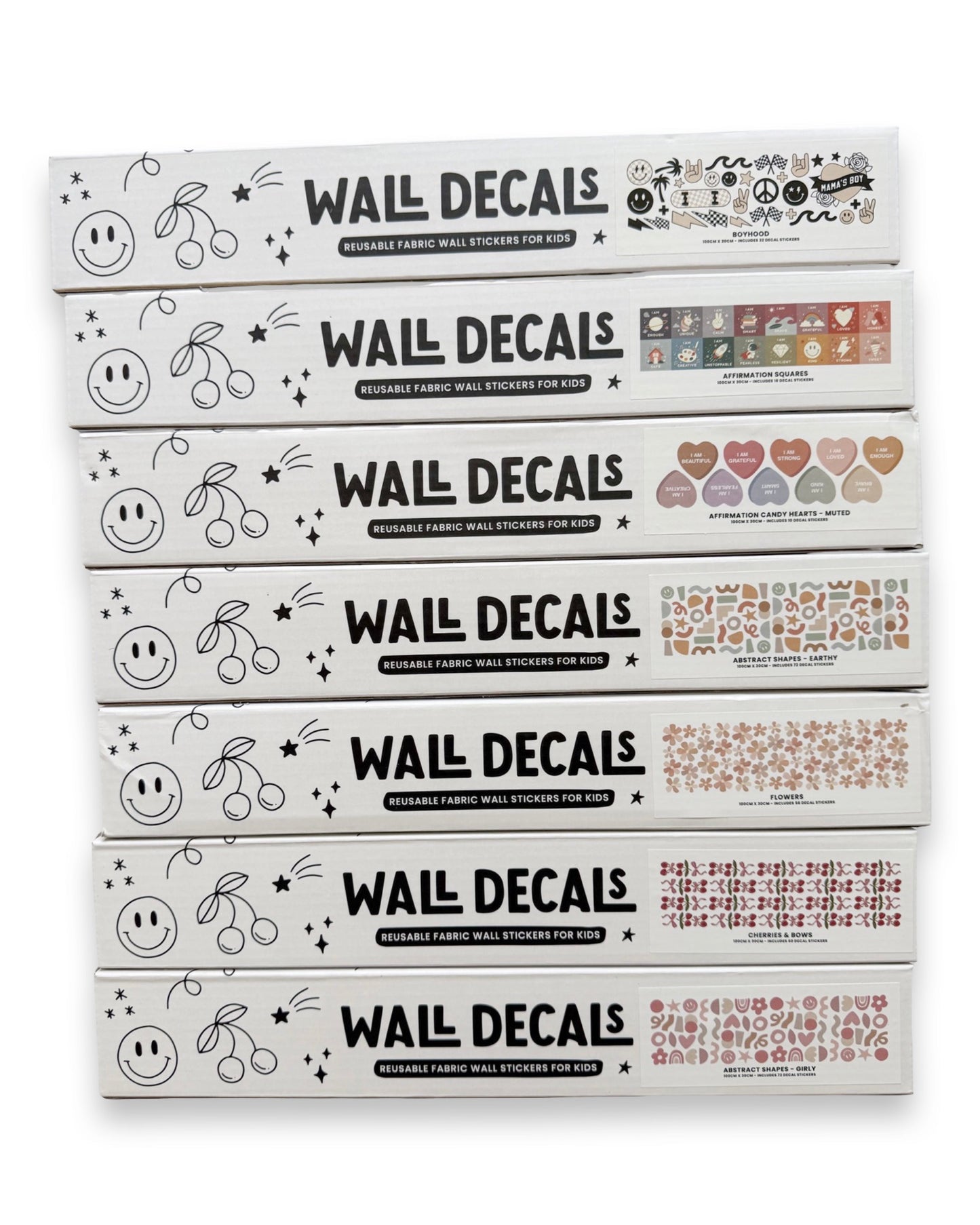 Peel & Stick Fabric Wall Stickers - Affirmation Candy Hearts (Bright)