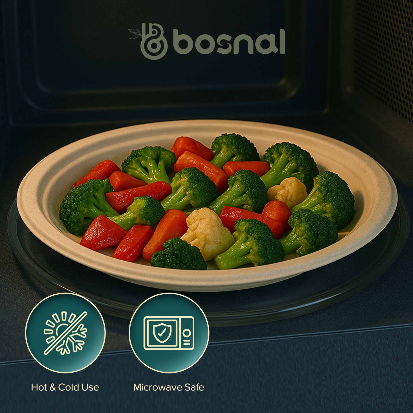 Bosnal - Sugarcane Bagasse Compostable Plates, 10 inch, Round