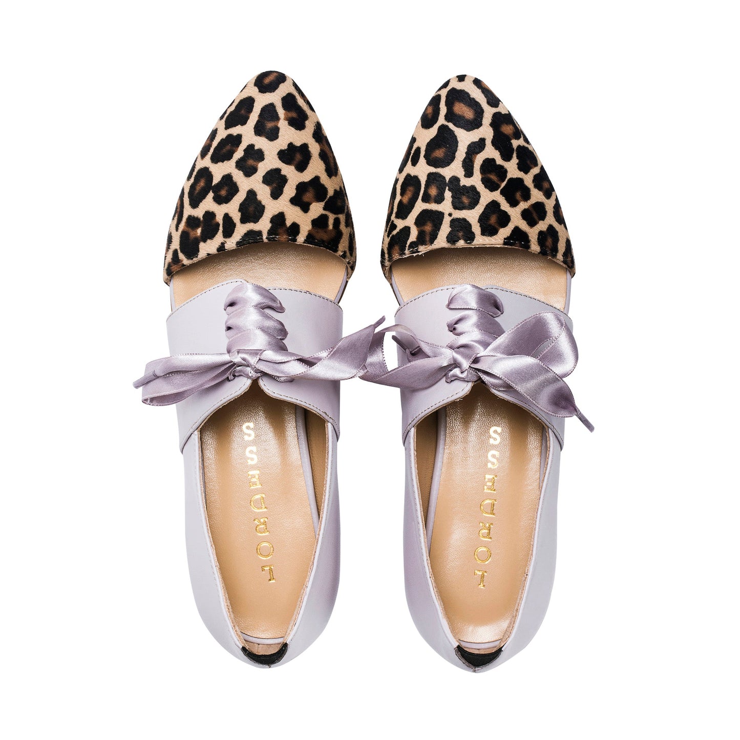 Indigenous Genuine Leather Calf Hair Oxford Flat Shoes by Lordess