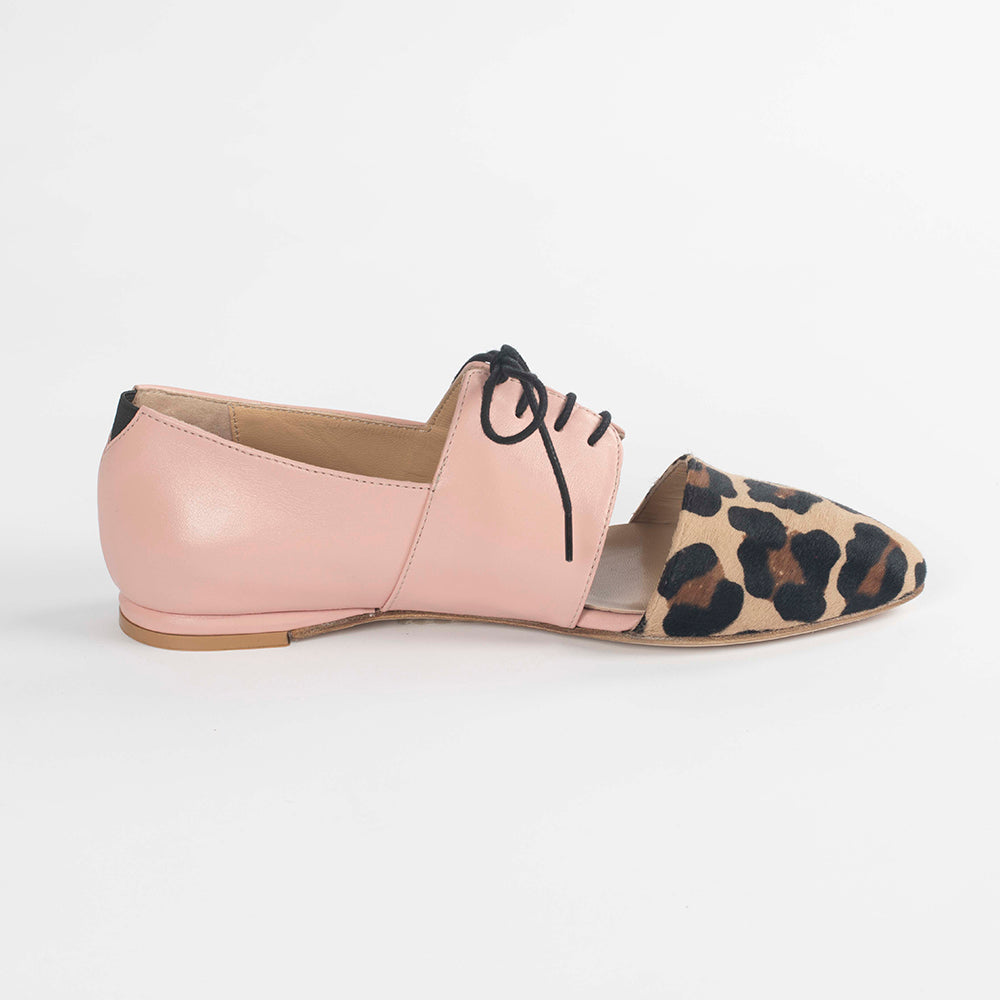 Native Genuine Leather Calf Hair Oxford Flat Shoes by Lordess