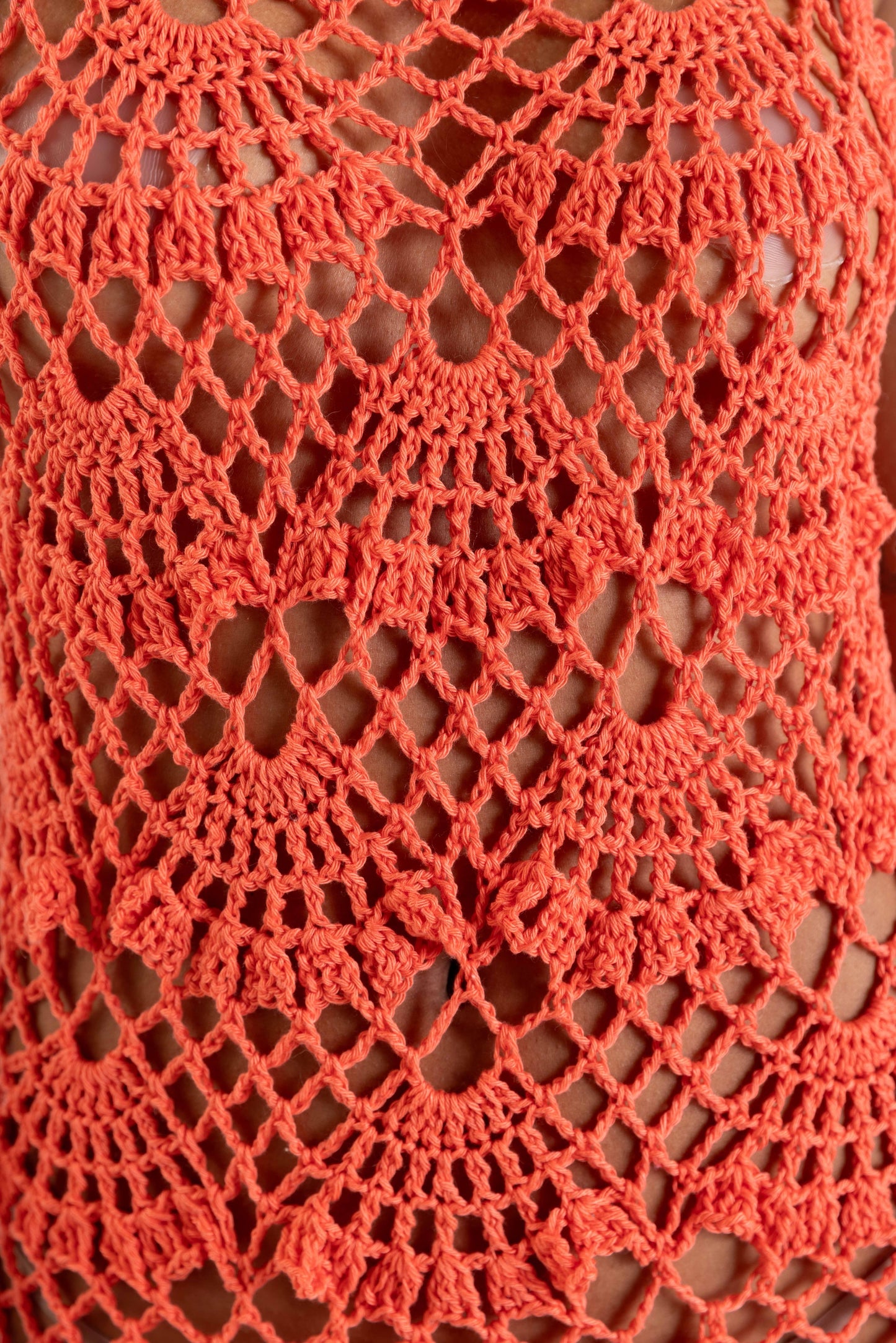 Coral Shell Handmade Maxi Crochet Dress