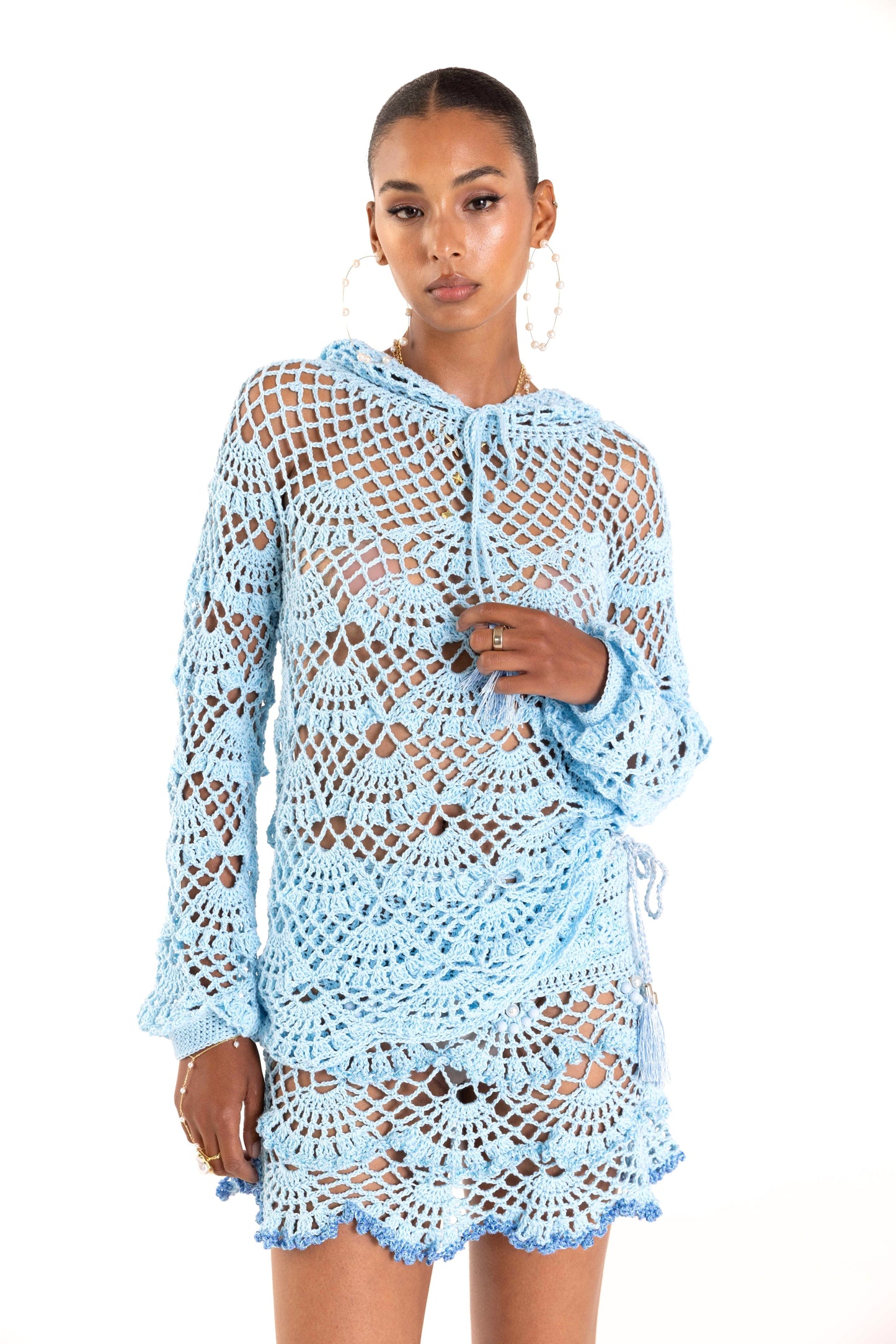 Aqua Marine Handmade Crochet Hoodie