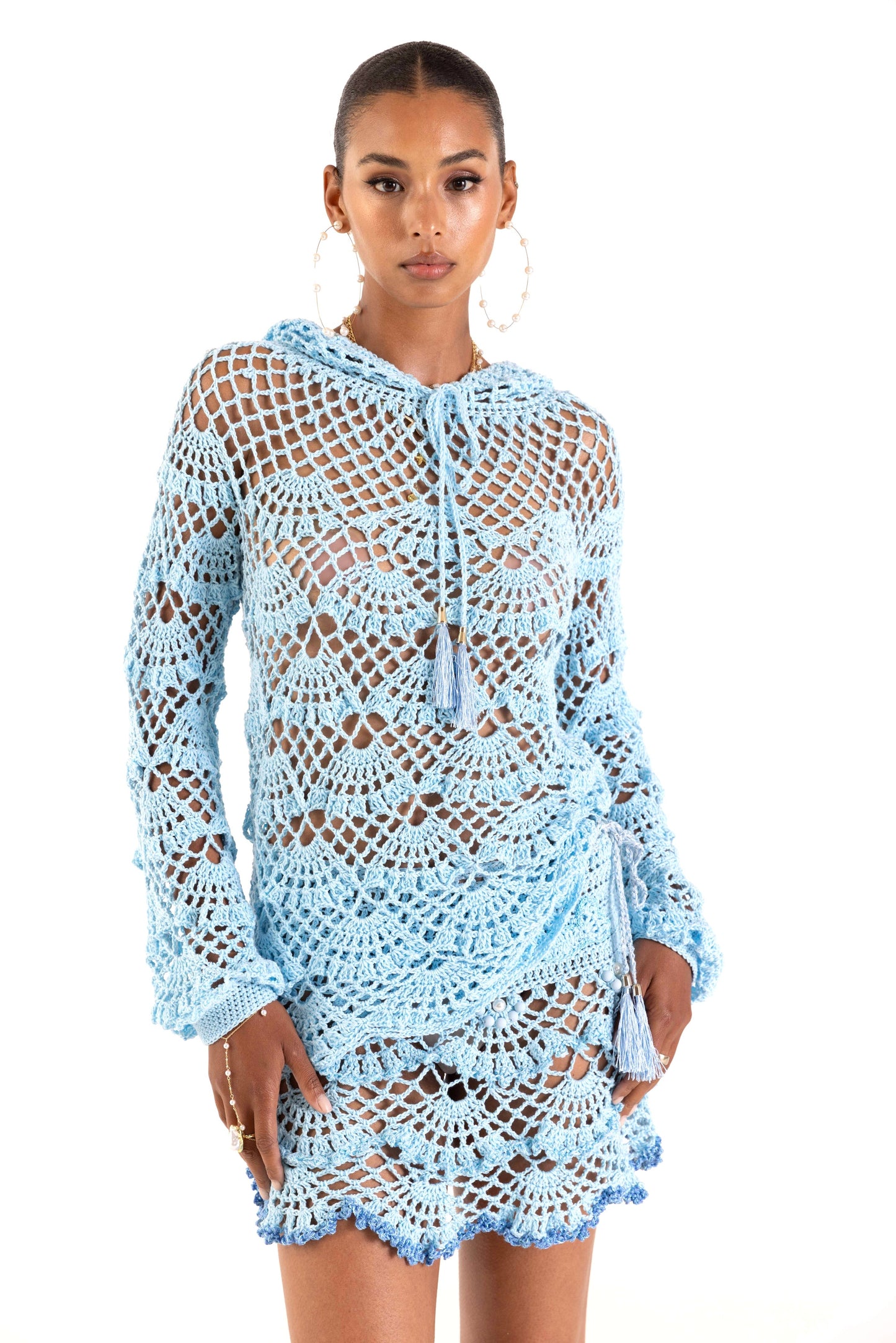 Aqua Marine Handmade Crochet Hoodie