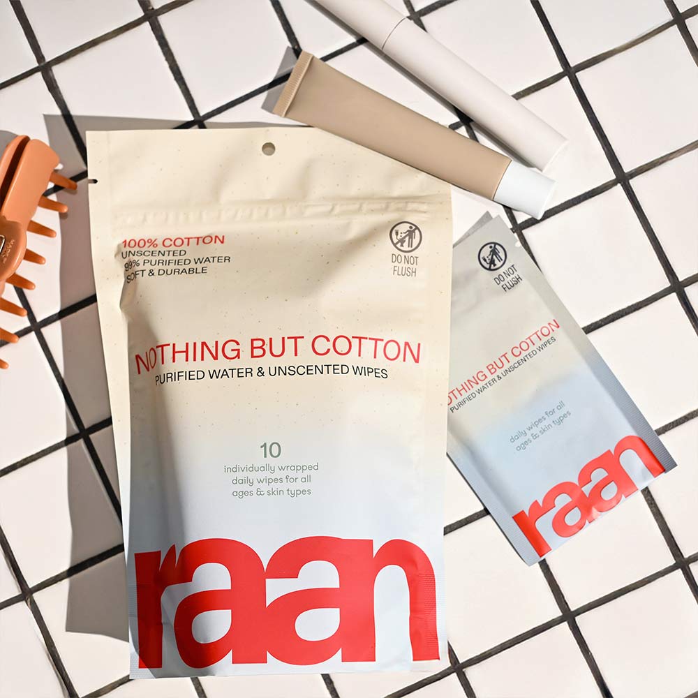 100% Cotton Face and Body Cleansing Wipe for Sensitive Skin (10 Individually Wrapped)