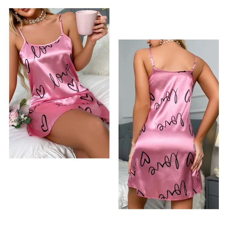Love Pop – Pearl Satin Heart Mini Nightdress