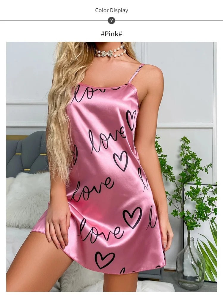 Love Pop – Pearl Satin Heart Mini Nightdress