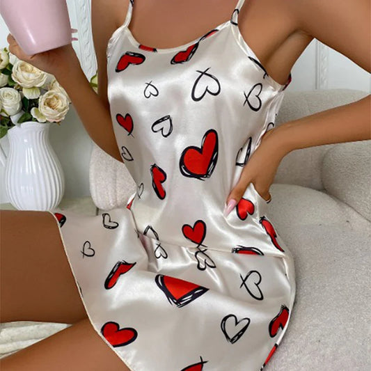 Love Pop – Pearl Satin Heart Mini Nightdress