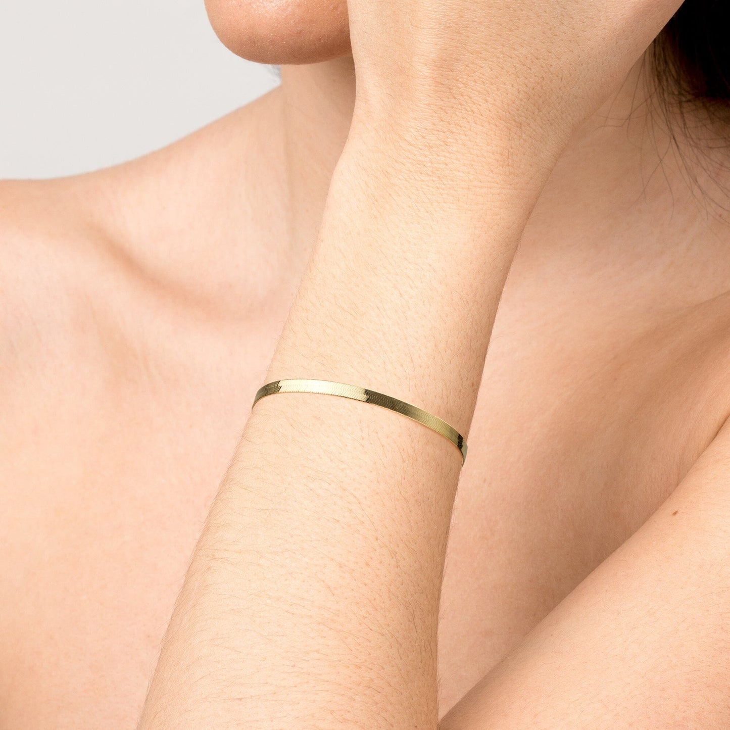 Gold Herringbone Chain Bracelet