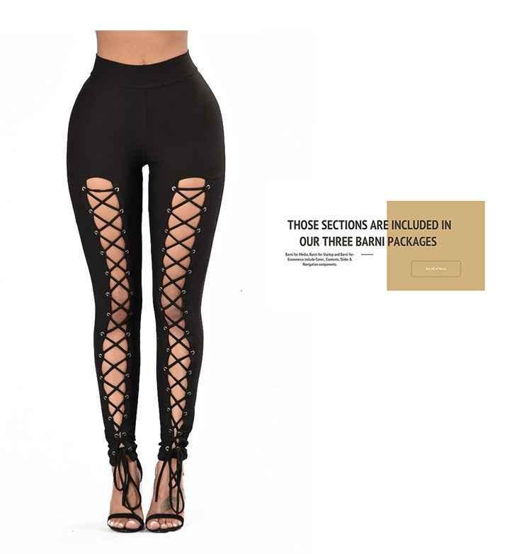 High-Waist Cropped Leggings - Cross-Strap Stretch Leggings for Women