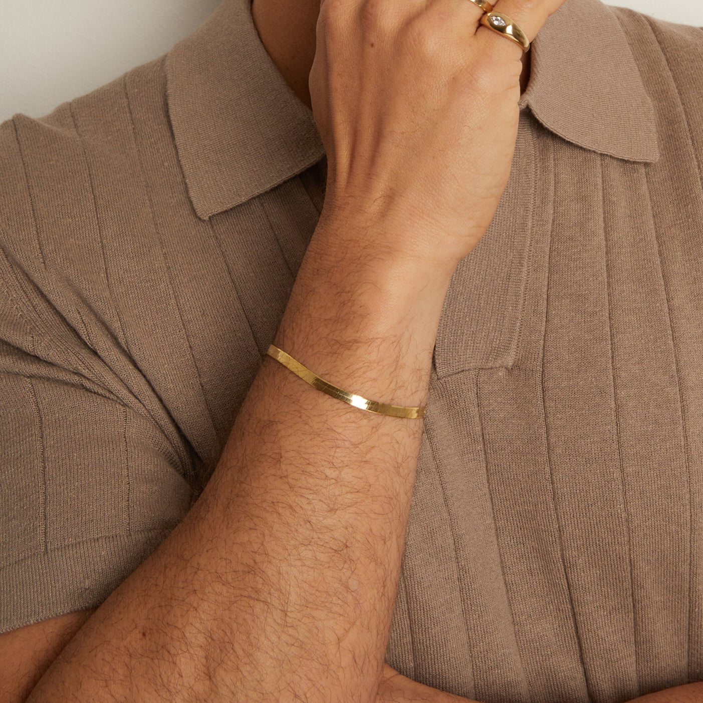 Gold Herringbone Chain Bracelet