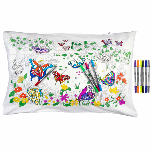 color your own butterfly pillowcase