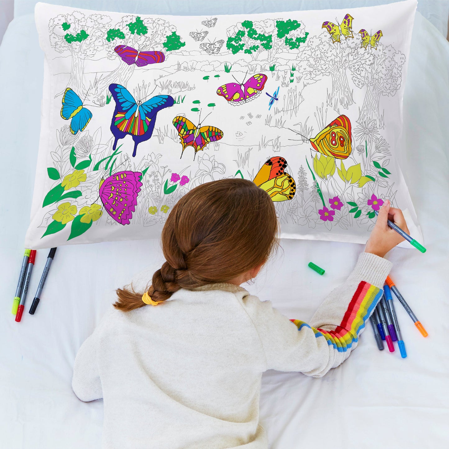 color your own butterfly pillowcase