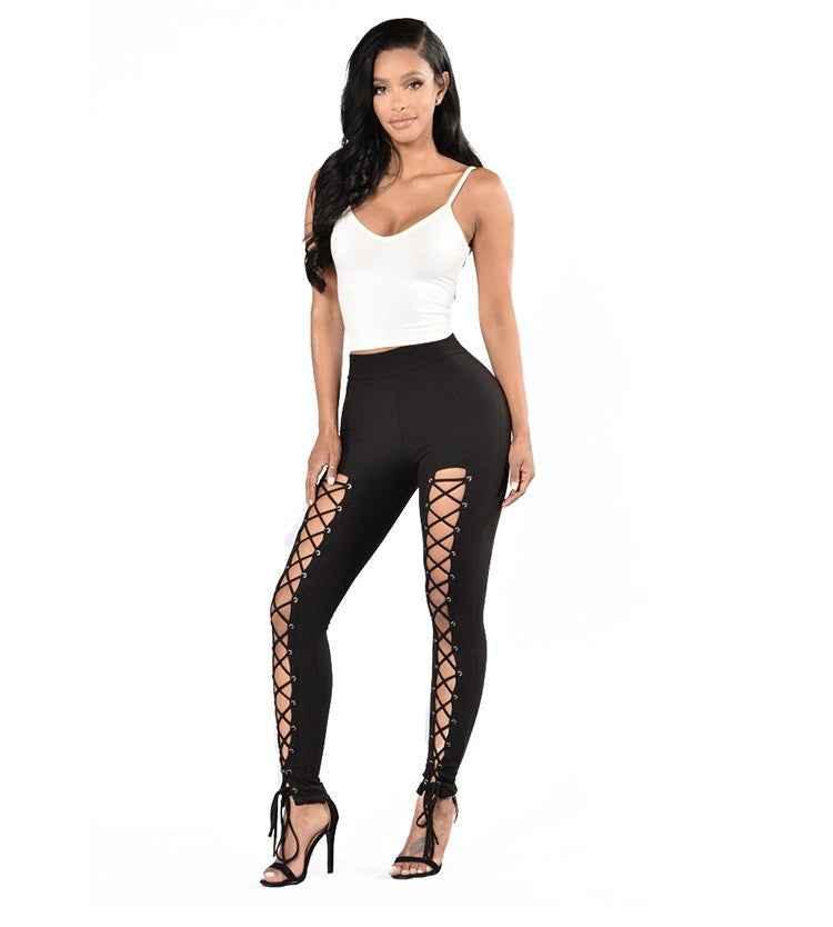 High-Waist Cropped Leggings - Cross-Strap Stretch Leggings for Women