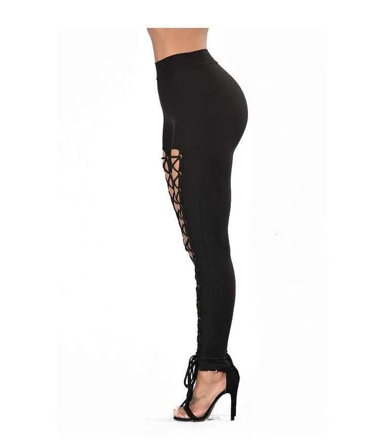 High-Waist Cropped Leggings - Cross-Strap Stretch Leggings for Women