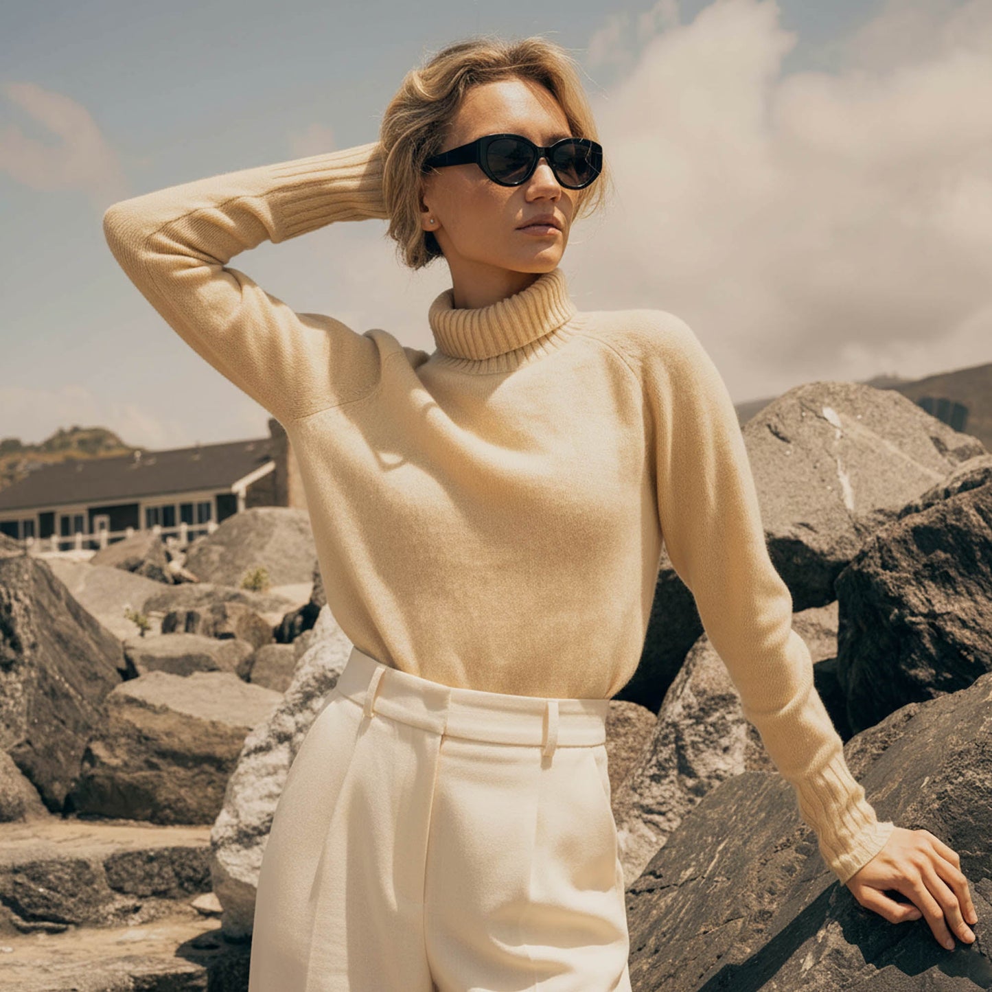Emma Cashmere Relaxed Turtleneck Sweater
