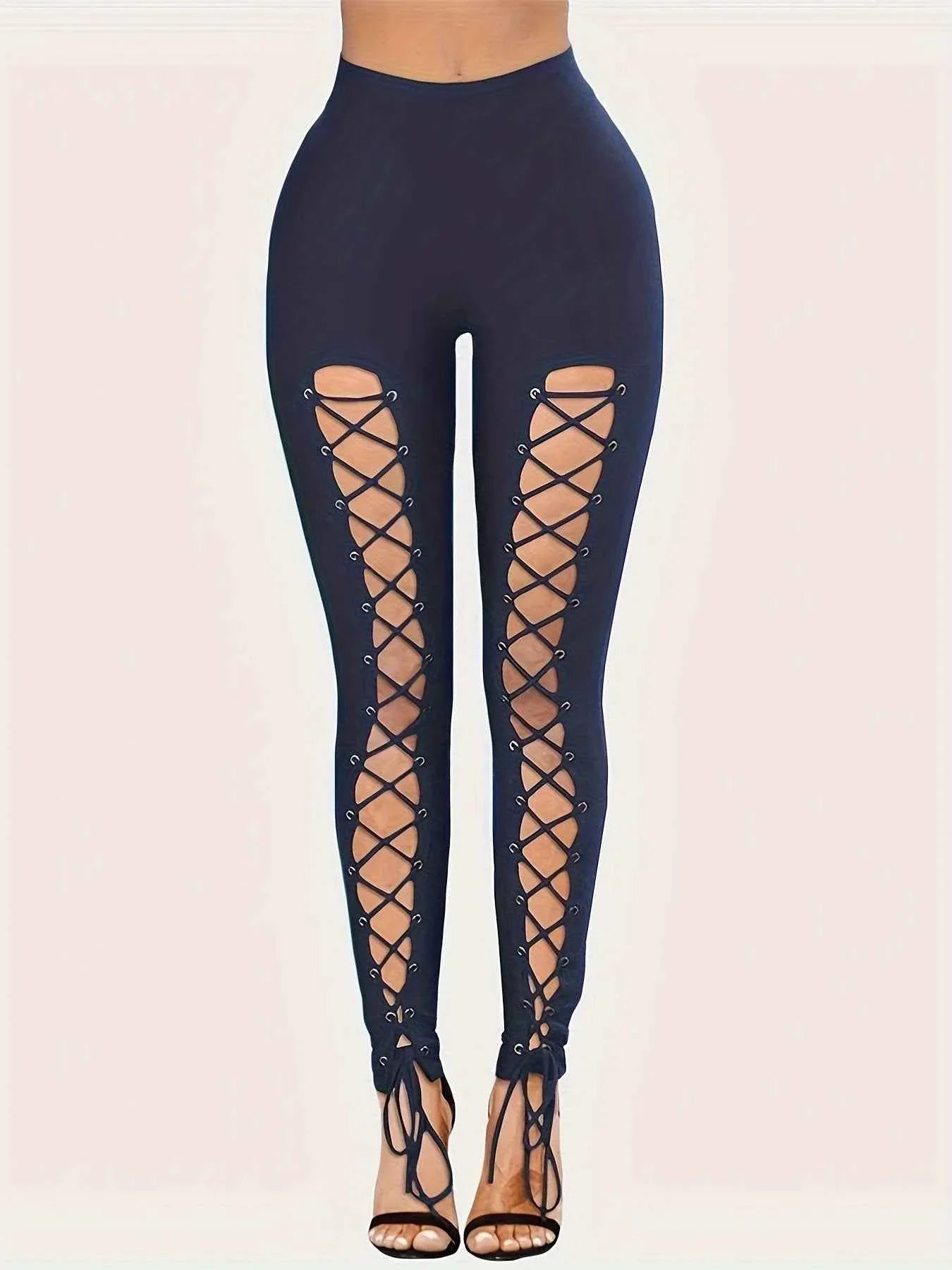 High-Waist Cropped Leggings - Cross-Strap Stretch Leggings for Women