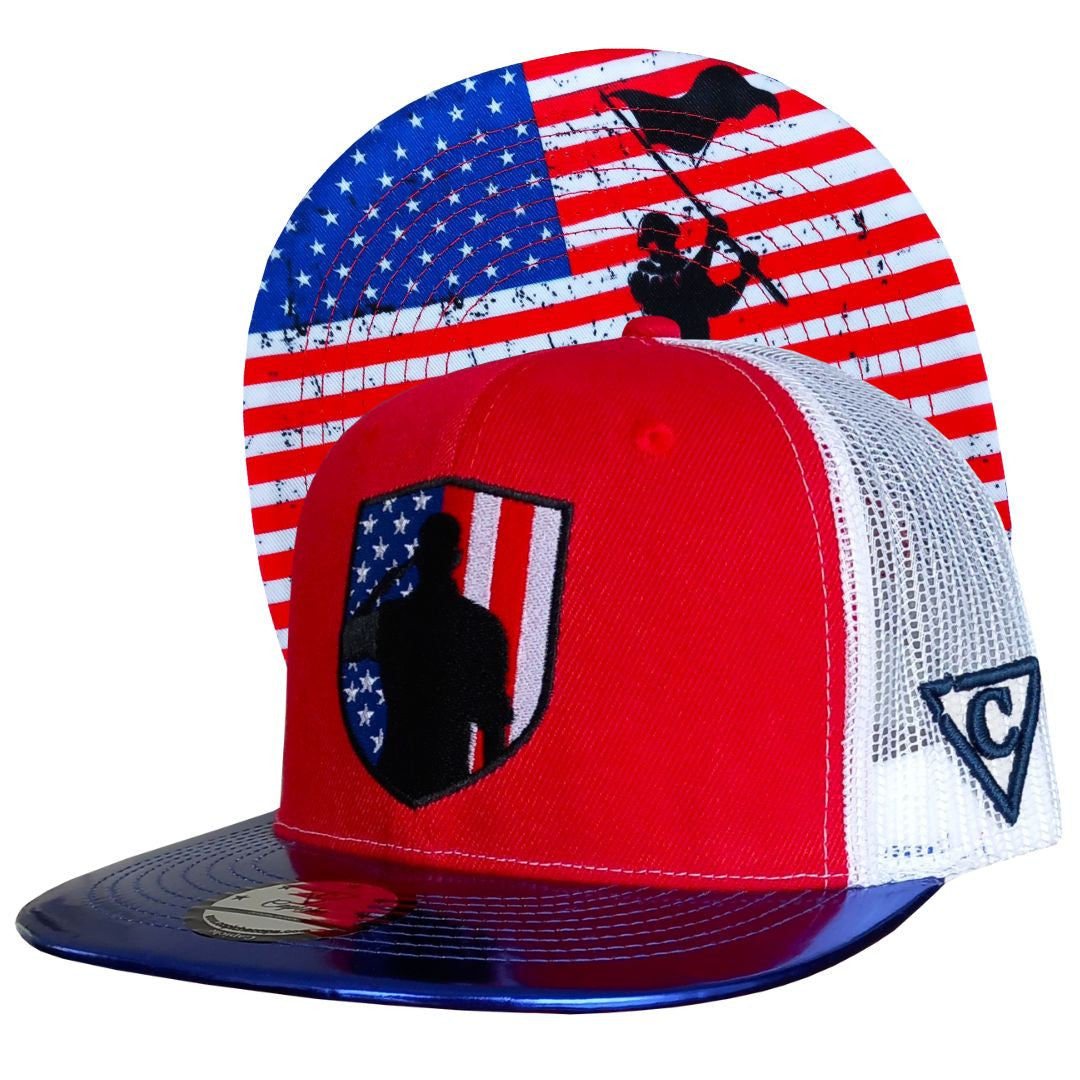 4th of July Trucker Snapback - Red/Blue Metallic