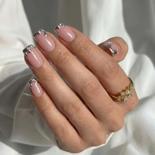 Chrome Edge Square Nails - Press On Nails