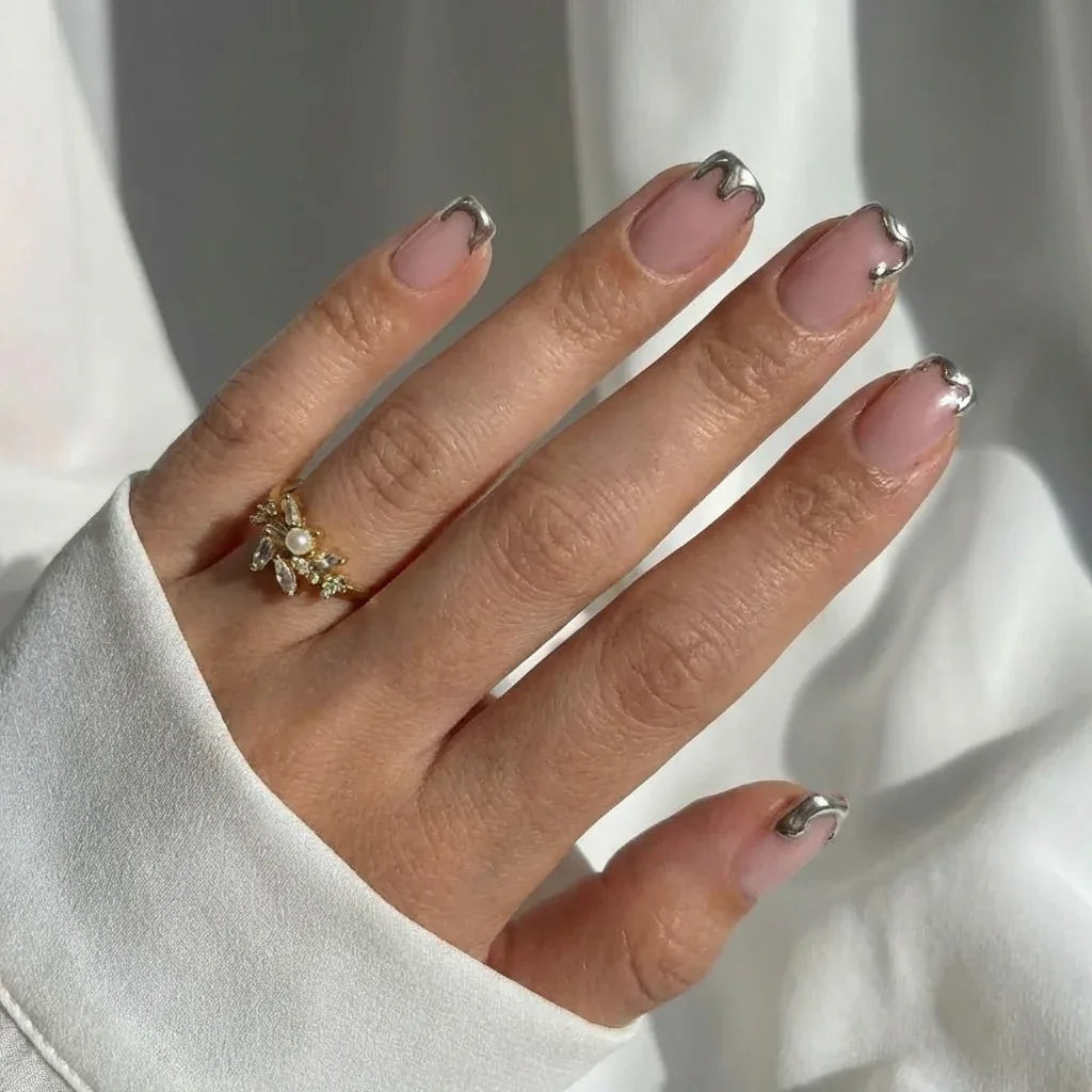 Chrome Edge Square Nails - Press On Nails