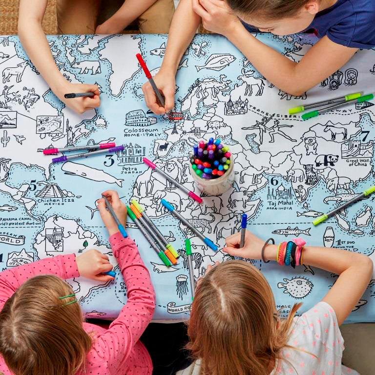 world map tablecloth