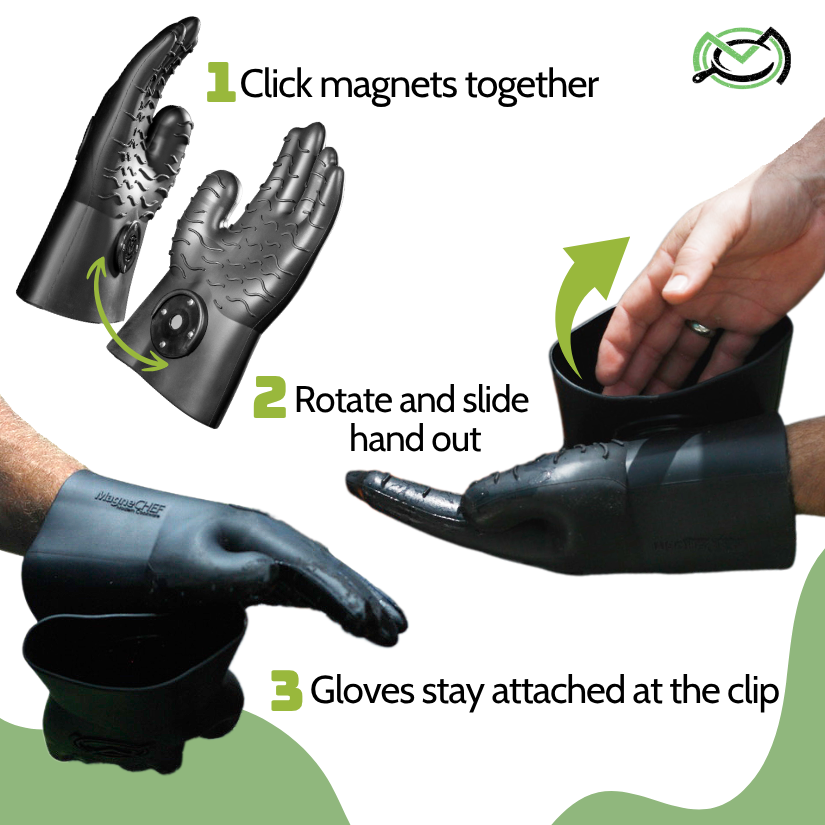  MagneCHEF Magnetic Easy On & Off BBQ Gloves