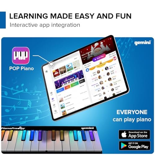 PianoProdigy: 24-Key Smart Wireless MIDI Keyboard - Portable Learning Piano with Light-Up Keys