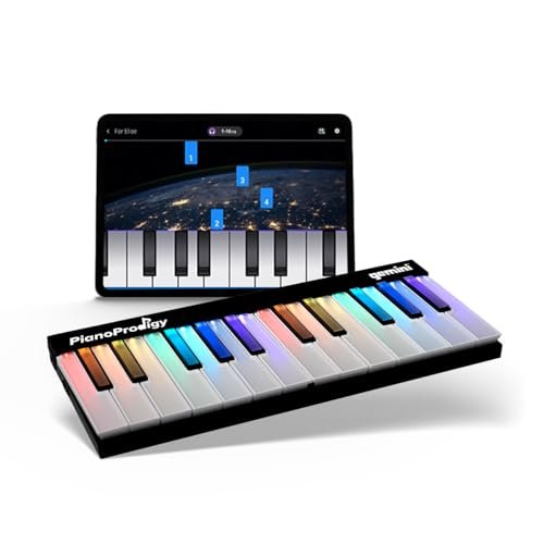 PianoProdigy: 24-Key Smart Wireless MIDI Keyboard - Portable Learning Piano with Light-Up Keys
