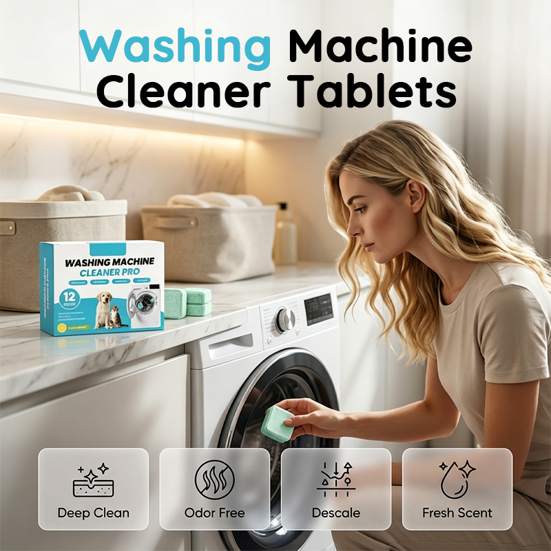 🧼Washing Machine Cleaner Tablets (12-Pack)✨Deep Clean Descale Deodorize Suitable For All Washers💨