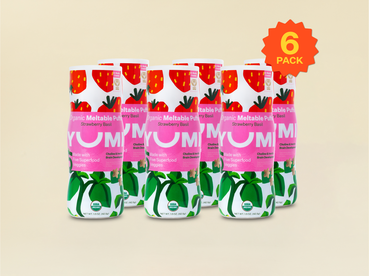YUMI Organic Meltable Puff Pack (6 x 1.5 oz. containers)